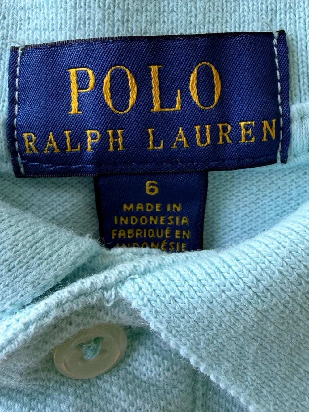Polo Ralph Lauren Kids Bear Polo Shirt Light Blue Cotton Size 6